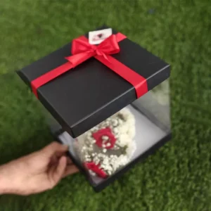 Traditional Pakistani wedding/celebration Motiya/Jasmine gajra (bangle) with rose accents in a gift box