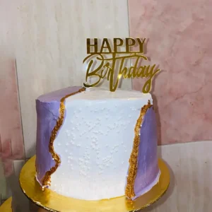 Luxury purple geode cake design with gold leaf edges and marble effect