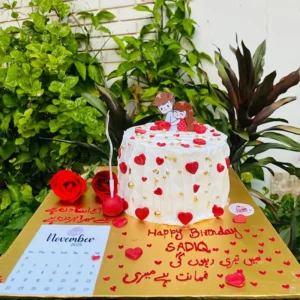 Custom save the date calendar cake for wedding anniversary celebrations